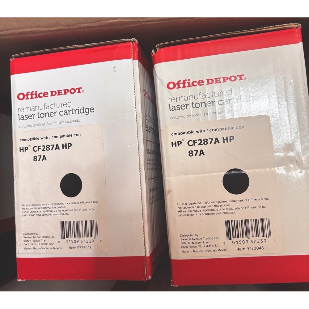 HP 87A OfficeDepot Lot of 2 Remanuf Black LaserJet‎ Toners-CF289A NIB